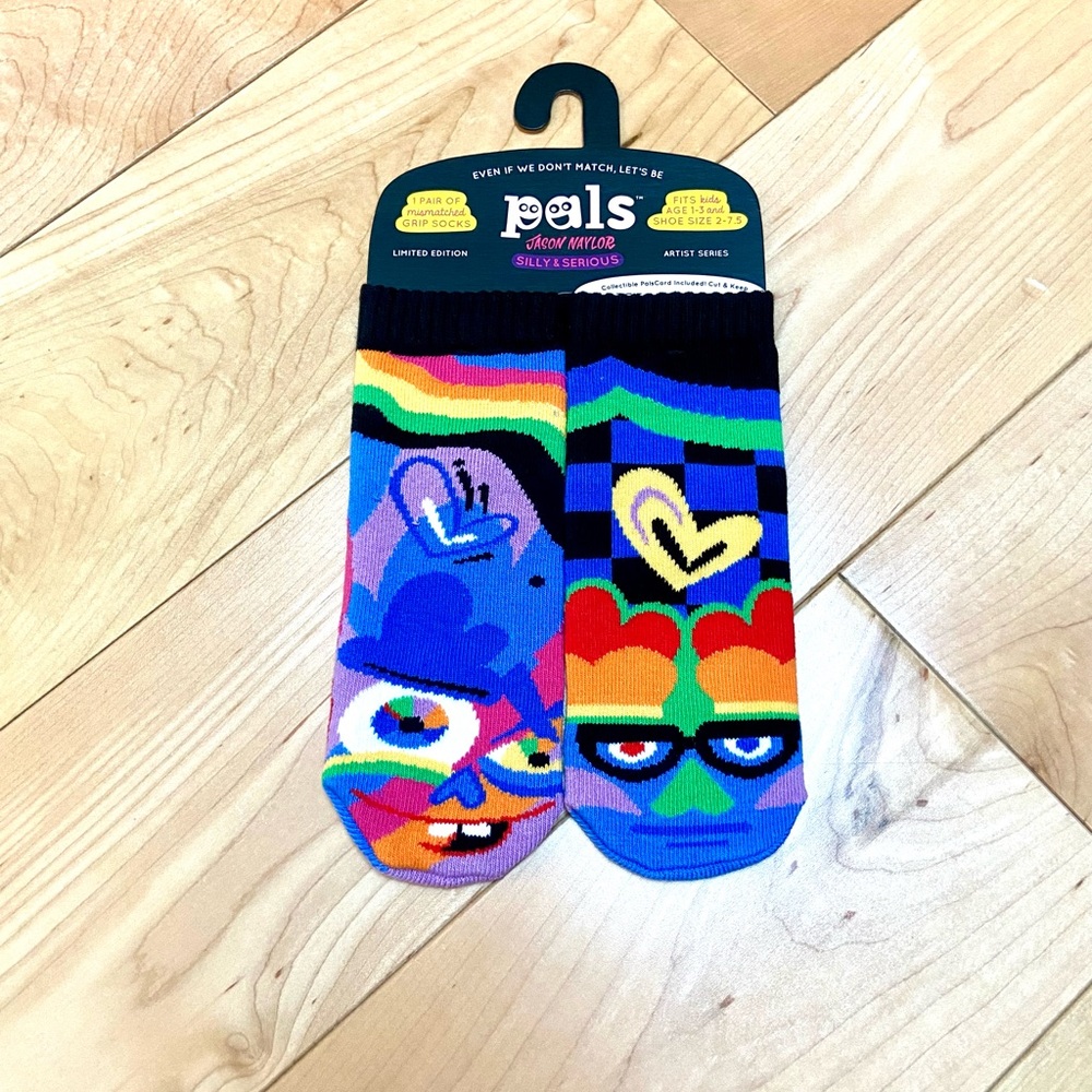Pals and Jason naylor - toddler foot friend Socks - silly and serious kids S